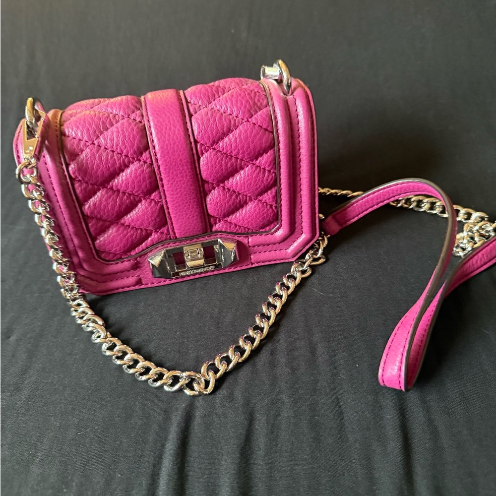 Rebecca Minkoff Quilted Fuchsia Chain Strap Crossbody
